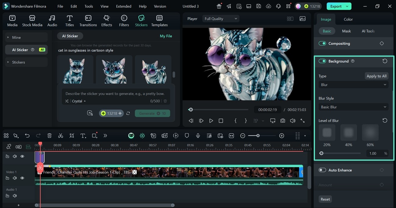 personalize sticker filmora pc