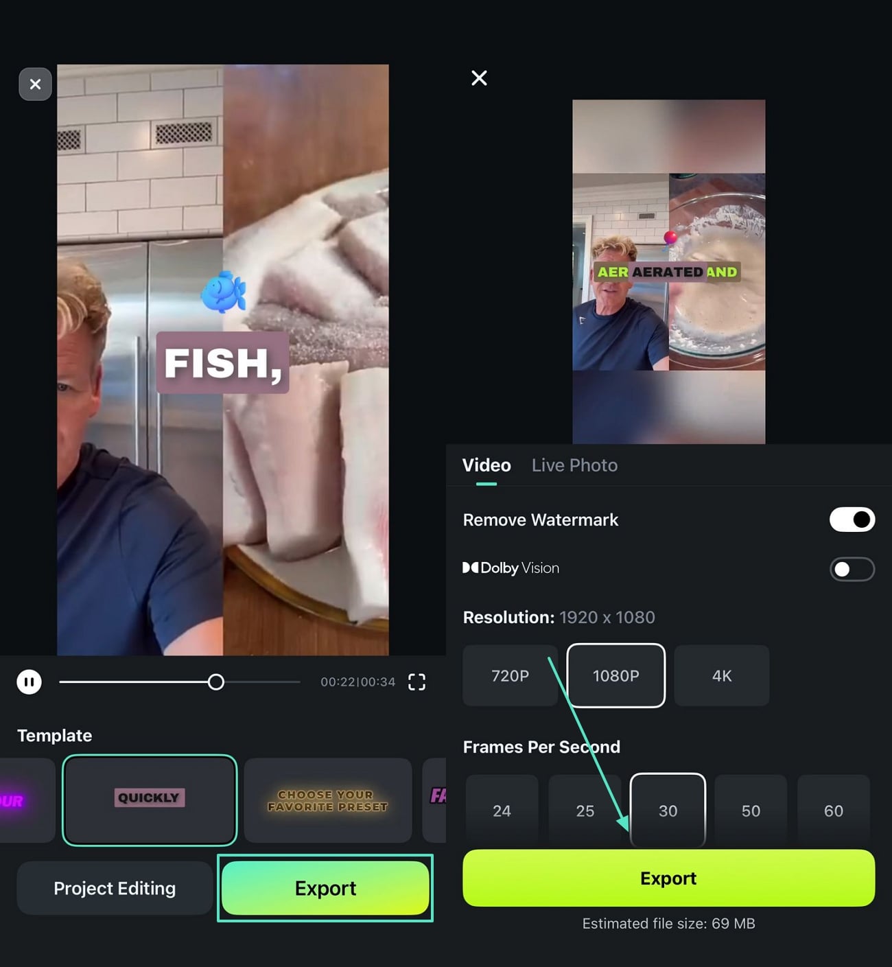 save ai captions video filmora app