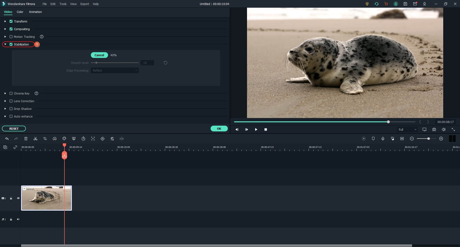 enable stabilize video filmora video editor