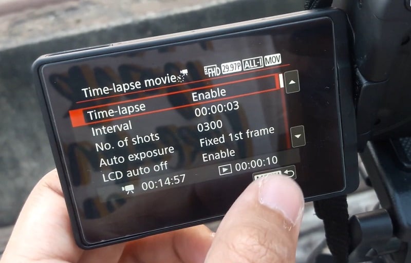 enable time lapse on canon
