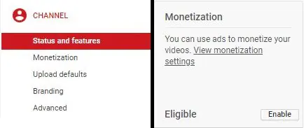  habilite a monetização do youtube