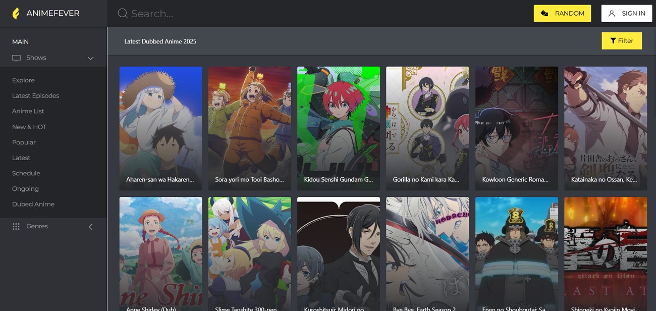  stream dubbed anime content on animefever