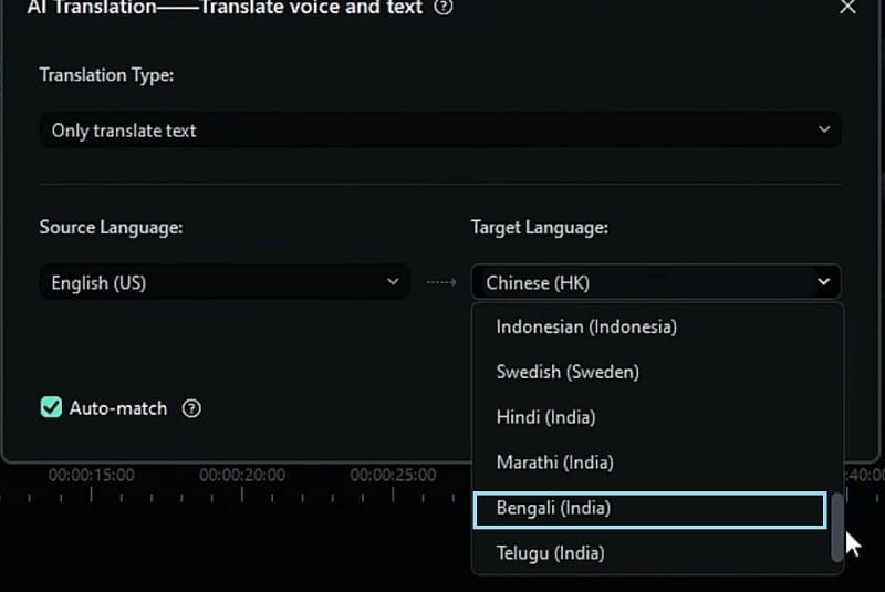 select source and target language