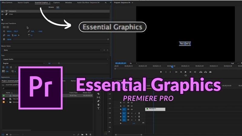 essential graphics in premiere pro