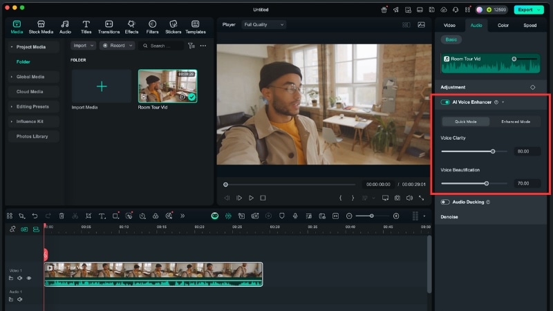 apply the ai audio enhancer