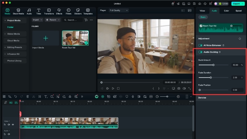 use the audio ducking tool