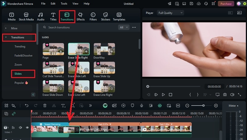 add transitions to your slideshow video