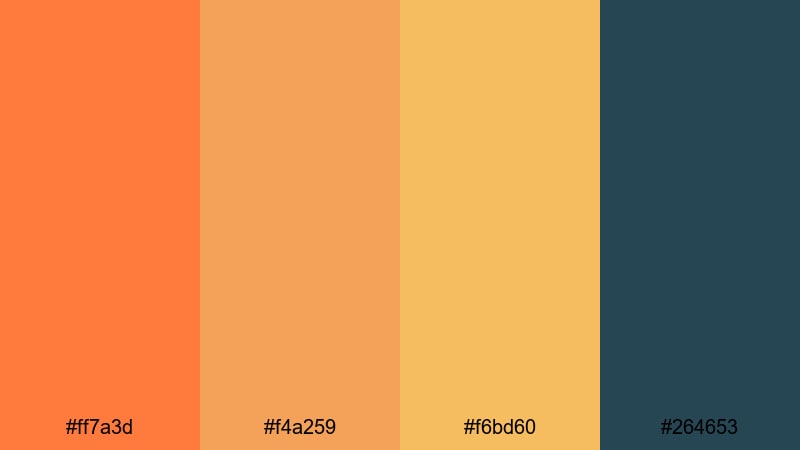 evening aperol terrace tangerine color palette with hex codes