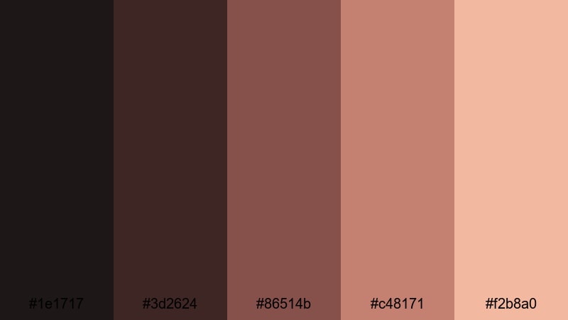 evening copper haze rose gold color palette with hex codes