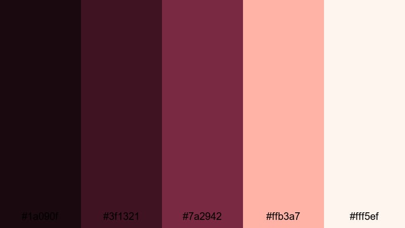 evening gala glow black burgundy color palette with hex codes