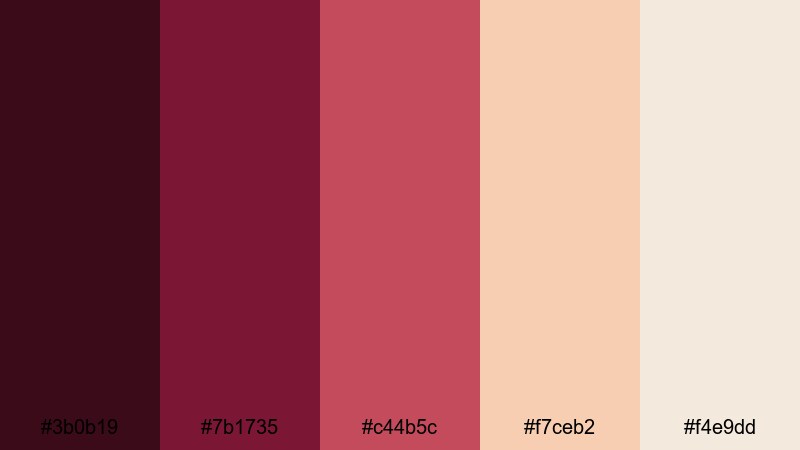 evening wine portrait burgundy dark red color palette with hex codes