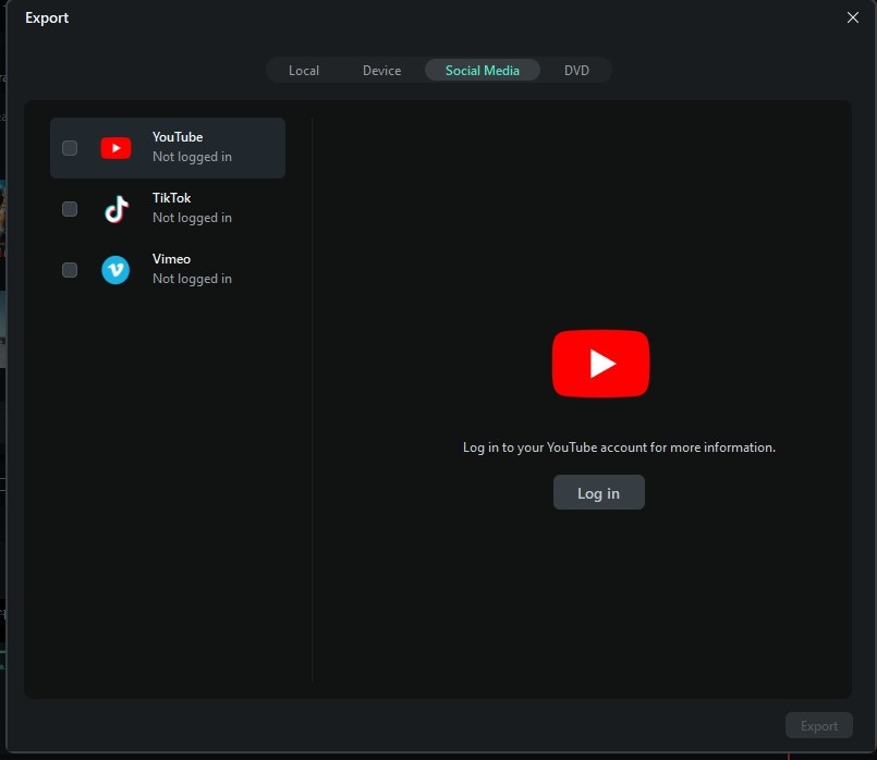 Link accounts to social media for export.