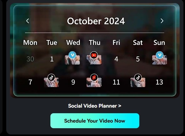 Filmora social media planner for Instagram.