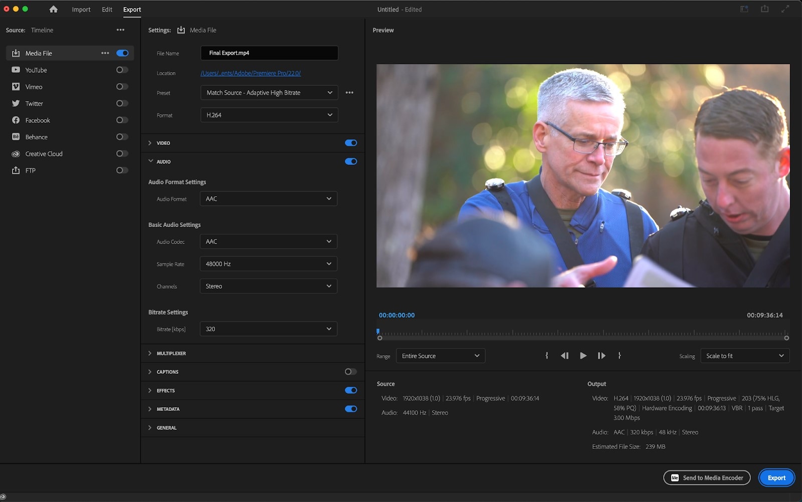 Export video in Premiere Pro.