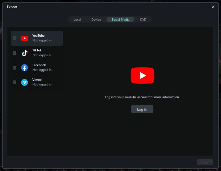 upload video to YouTube in Filmora