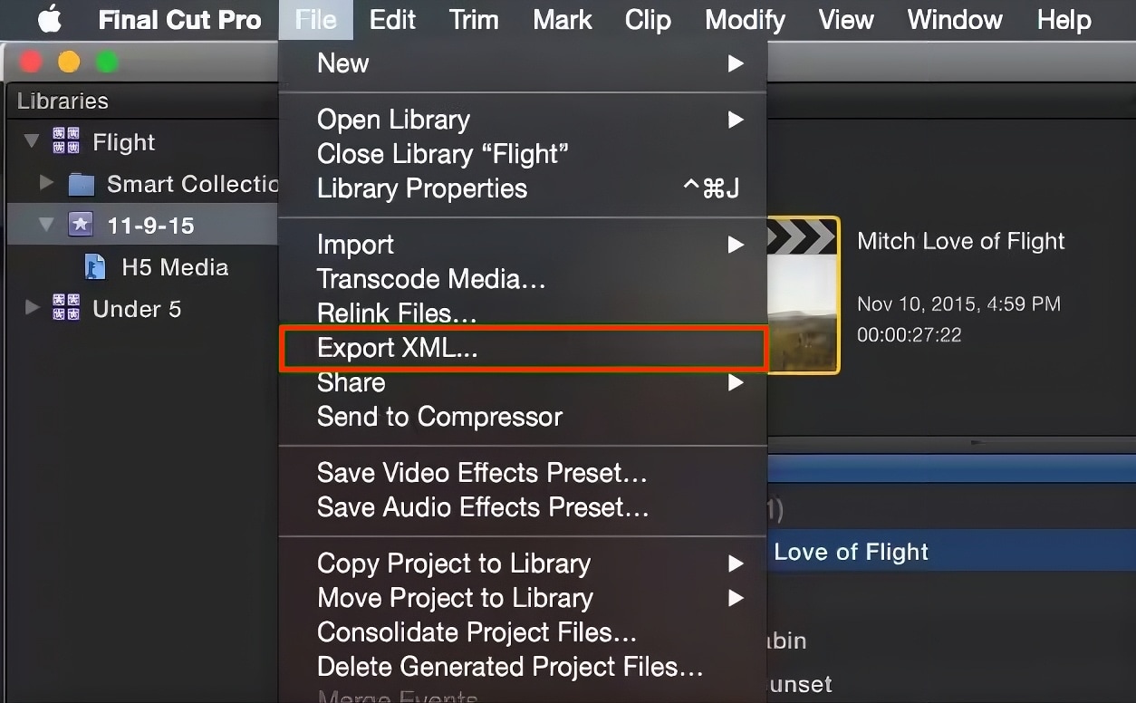 how to export xml from final cut pro