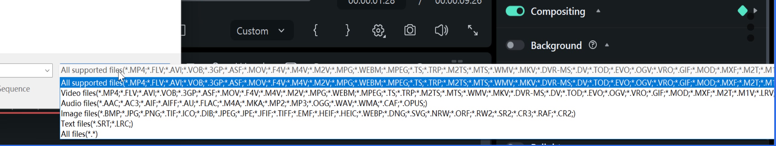 import and select xml file