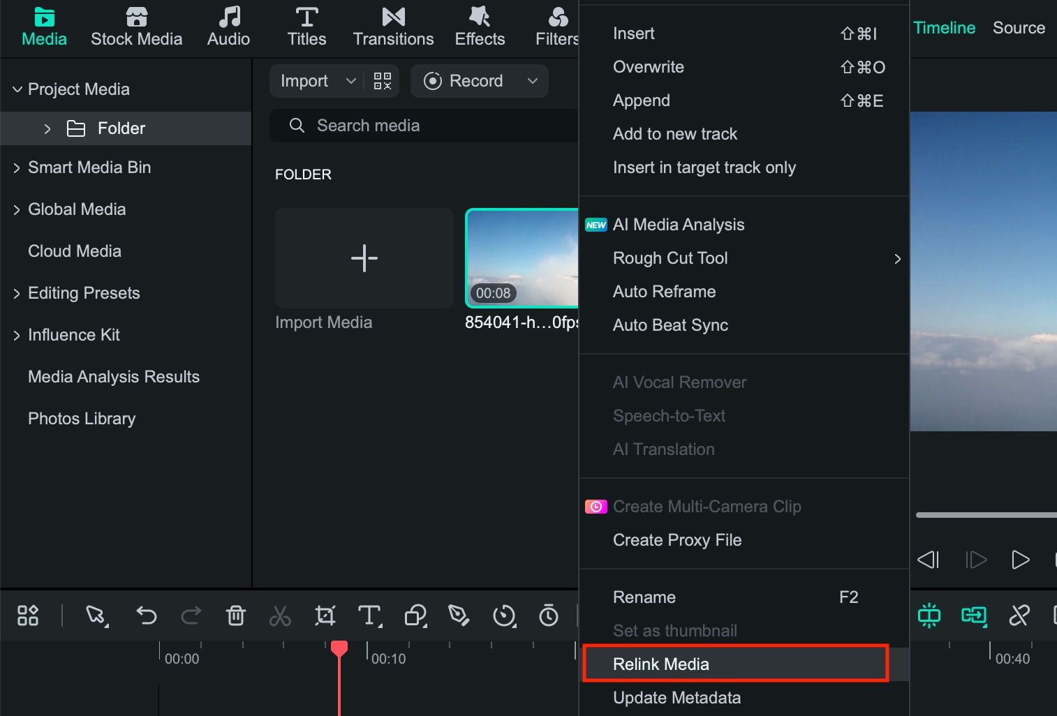 relink missing media