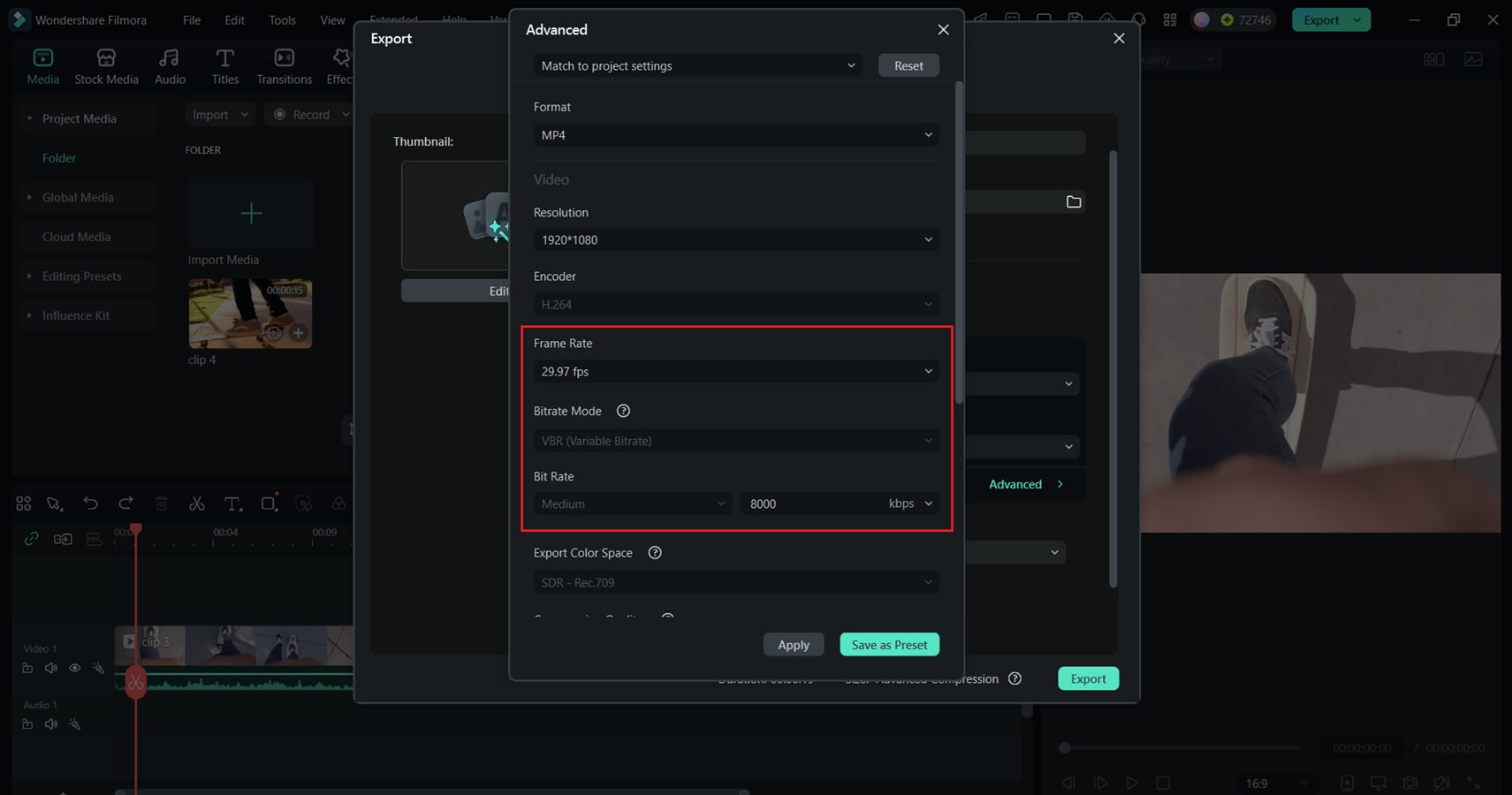 adjust frame rate and bitrate.
