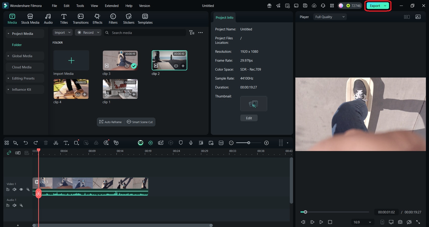 exporting in filmora