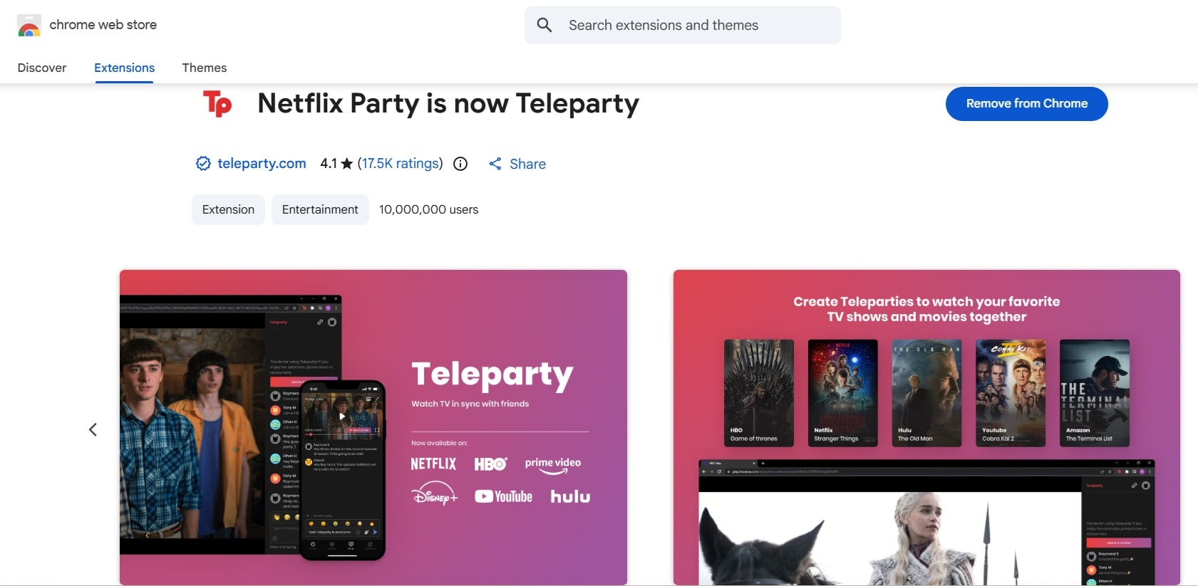 teleparty chrome netflix extension