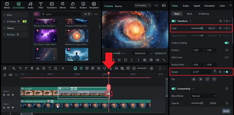 adjust scale and rotate for keyframe