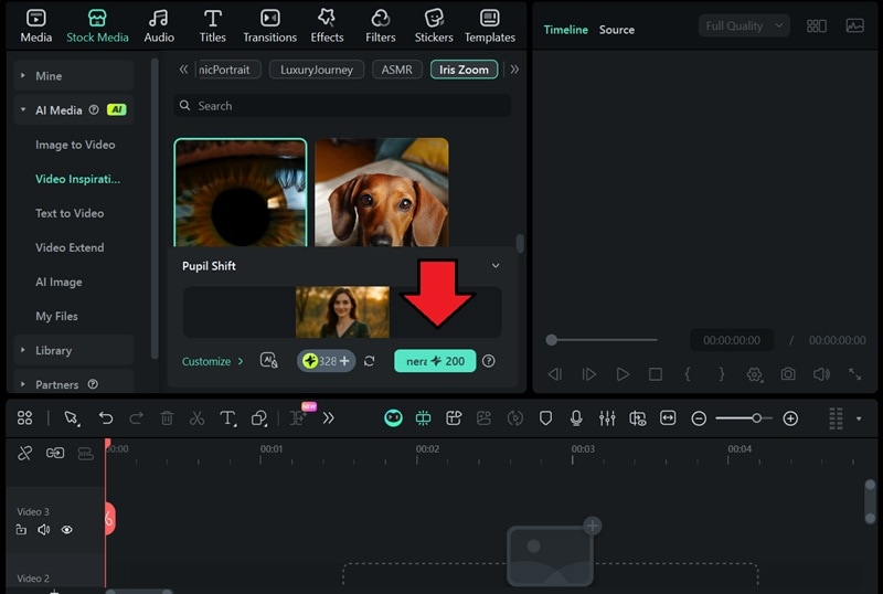 start generating the ai eye zoom