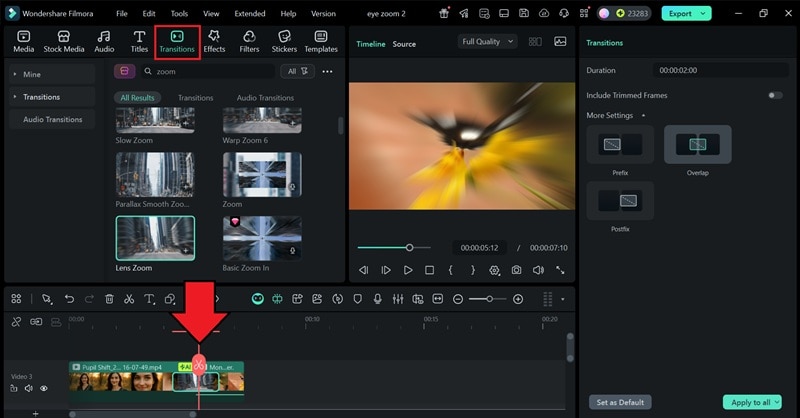 add zoom in transition between clips