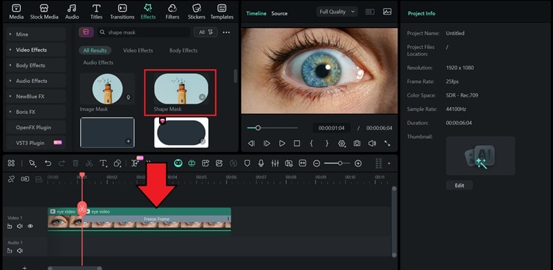 apply shape mask to freeze frame