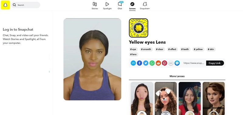 snapchat yellow eyes lens