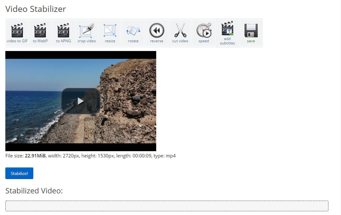 قم بتحسين جودة الفيديو من خلال تثبيت الفيديو المهتز باستخدام ezgif