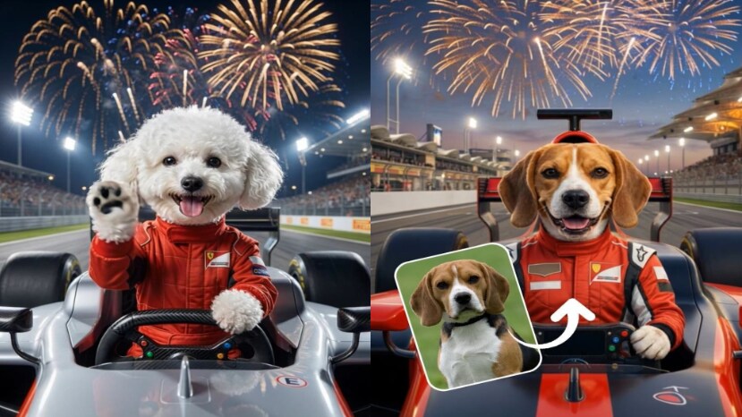 transform photo into F1 racing champion