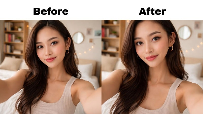 before and after face shape editing