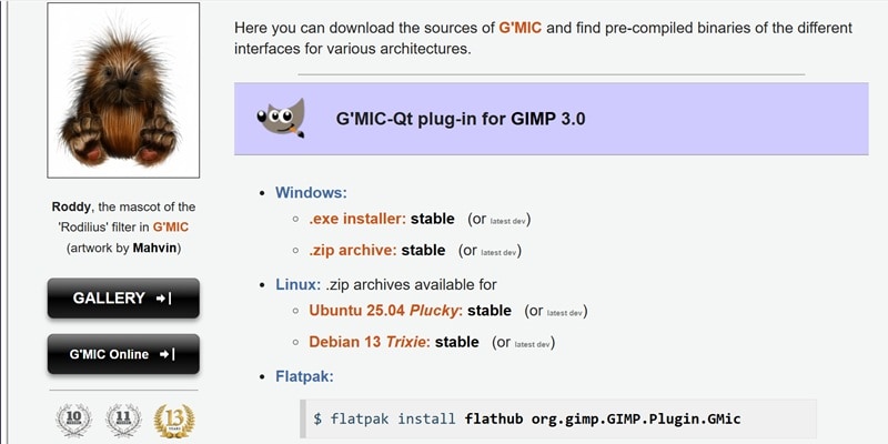 download gmic plugins