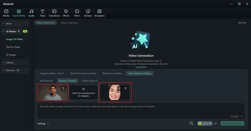 upload video and photo for swapping