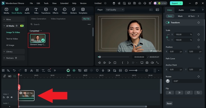 drag the ai video to timeline