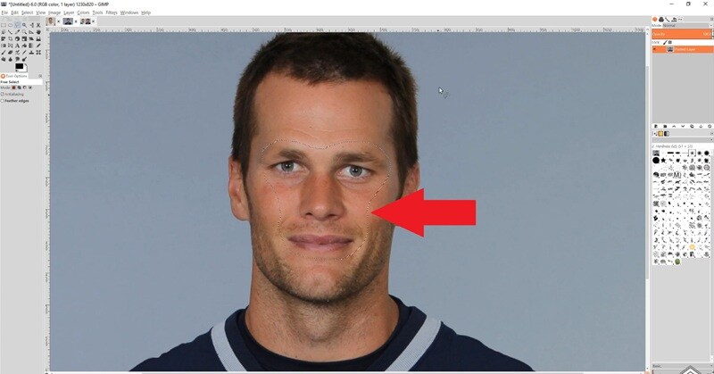 draw the selection around the face