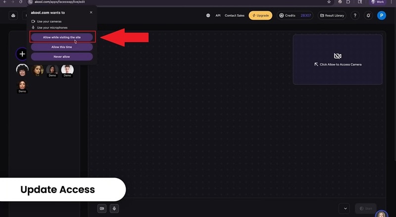 allow akool to access camera