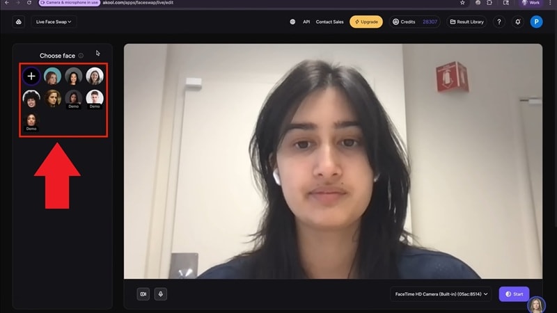 upload or select faces to swap