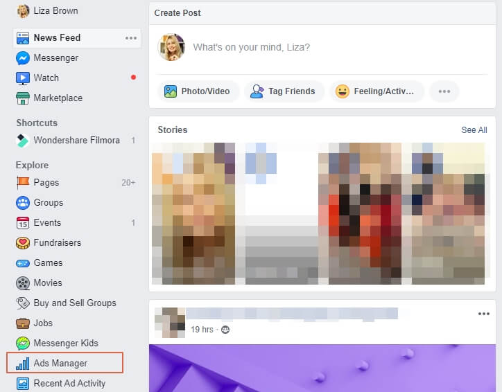 where to find Facebook Ads Manager 
