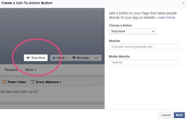 facebook call to action