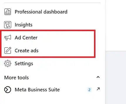 select create ads 