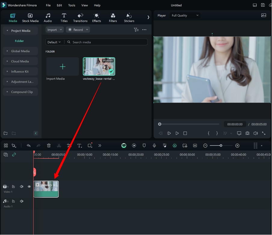 drag video into filmora editing timeline