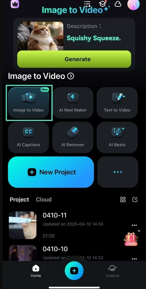 tap image to video feature