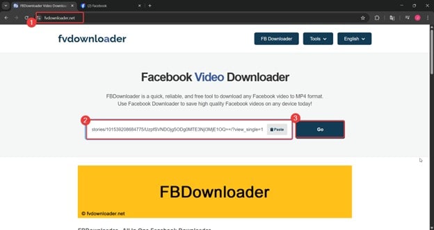 fbdownloader landing page