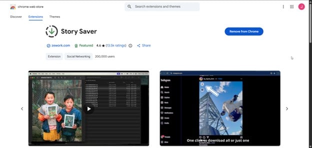 story saver chrome page