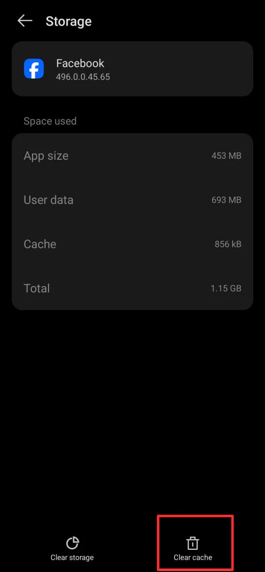 clear facebook cache