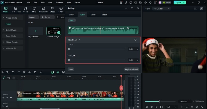 audio fade tool in filmora