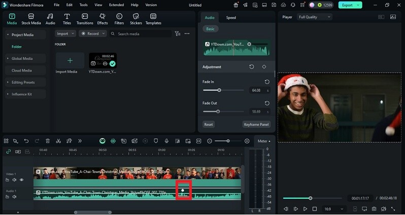 fade audio with markers