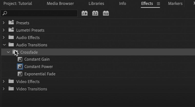 apply audio transitions